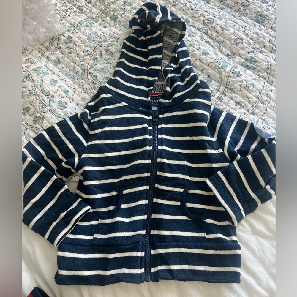 Andy & Evan Navy and White Striped Zip-Up